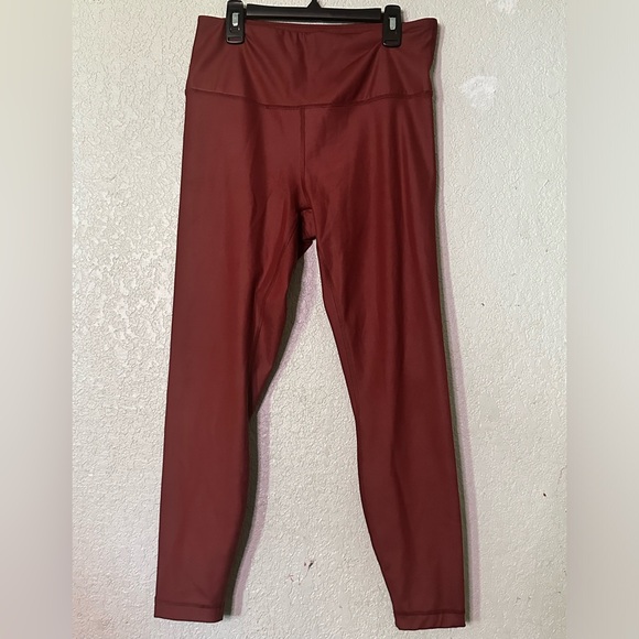 90 Degree By Reflex Womens High Waist High Shine Faux Leather Ankle Leggings M - Picture 3 of 5